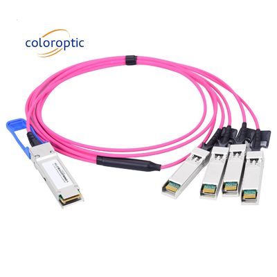 Cable optique actif AOC de rupture 100G QSFP28 à 4 SFP28 25G Faible consommation d'énergie