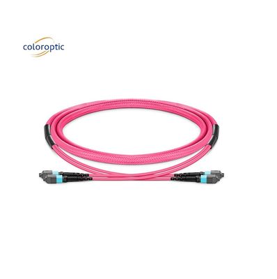 1m Multi fibre pousse sur le câble de patch MPO avec veste en PVC couleur Aqua