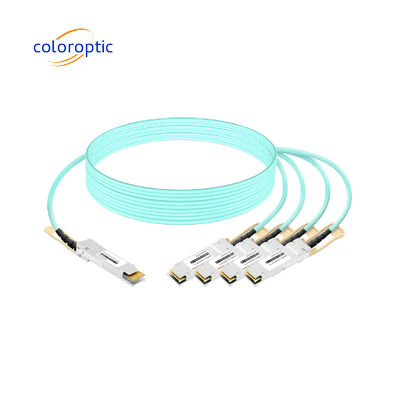 AOC Ethernet câble de rupture en fibre optique 400G QSFP-DD à 4*100G QSFP28