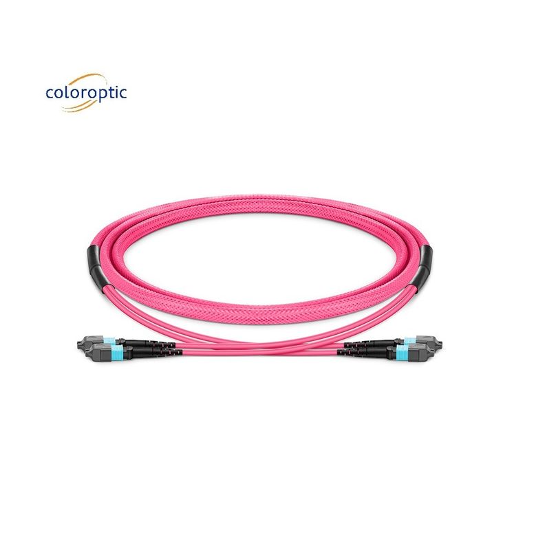 1m Multi fibre pousse sur le câble de patch MPO avec veste en PVC couleur Aqua